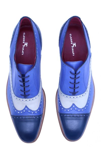 Scarpe uomo stringate tre colori abito da sposo blu made in Italy 100% by Cleofe Finati