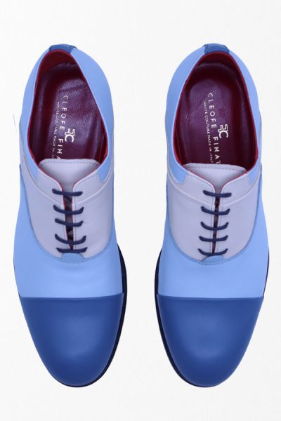 Scarpe uomo stringate biaqnco azzurro blu per abito da sposo blu azzurro serenity made in Italy 100% by Cleofe Finati