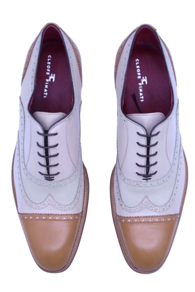 Scarpe uomo stringate beige bianco abito da sposo marrone made in Italy 100% by Cleofe Finati