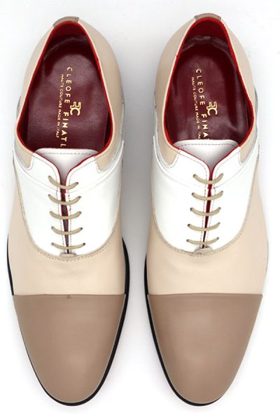 Scarpe uomo stringate beige bianco e panna per abito da sposo colore panna made in Italy 100% by Cleofe Finati