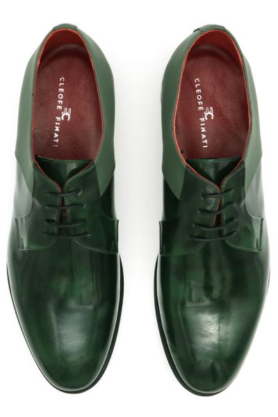Green lace-up men's shoes for green groom's suit 100% made in Italy by Cleofe Finati