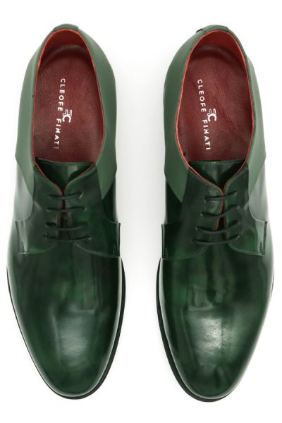 Scarpe uomo stringate verdi per abito da sposoverde made in Italy 100% by Cleofe Finati