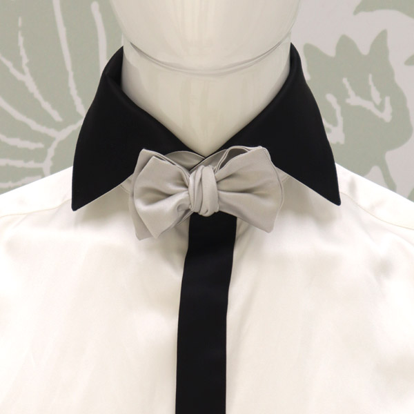 Gray tie for black tuxedo classic ceremony 100% made in Italy by Cleofe Finati