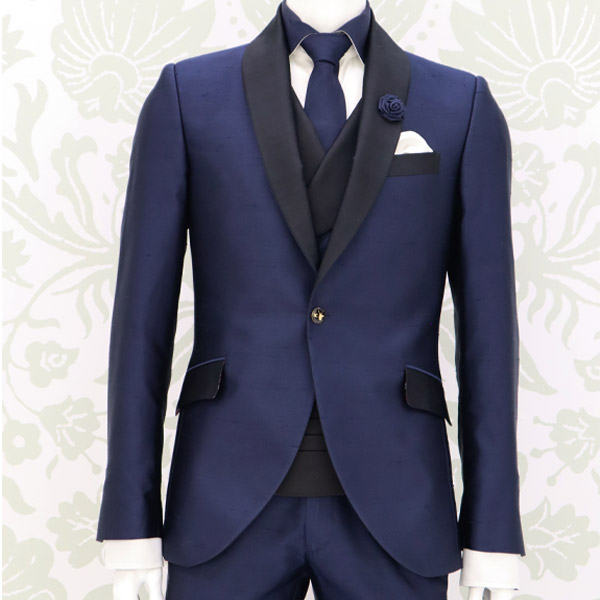 Classic ceremony blue tuxedo tie 100% made in Italy by Cleofe Finati