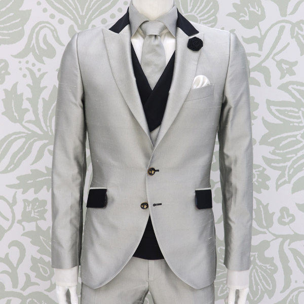 Gray tie for classic ceremony tuxedos 100% made in Italy by Cleofe Finati