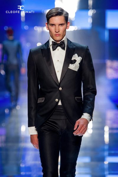 Smoking linea Luxury giacca doppio petto nero da cerimonia made in Italy 100% by Cleofe Finati