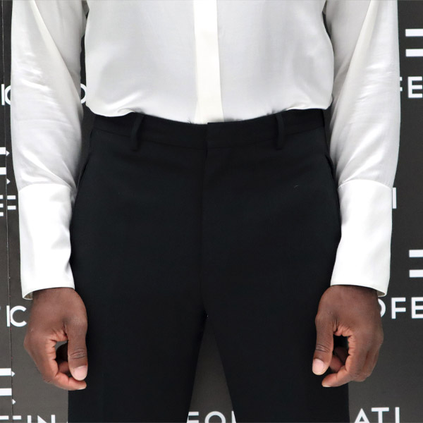 Classic ceremony black tuxedo trousers 100% made in Italy by Cleofe Finati